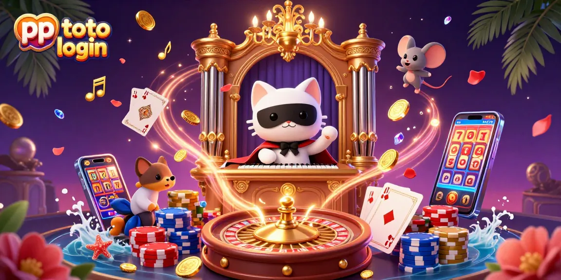 Experience excitement with pp toto login in a vibrant 3D casino scene filled with dynamic elements.